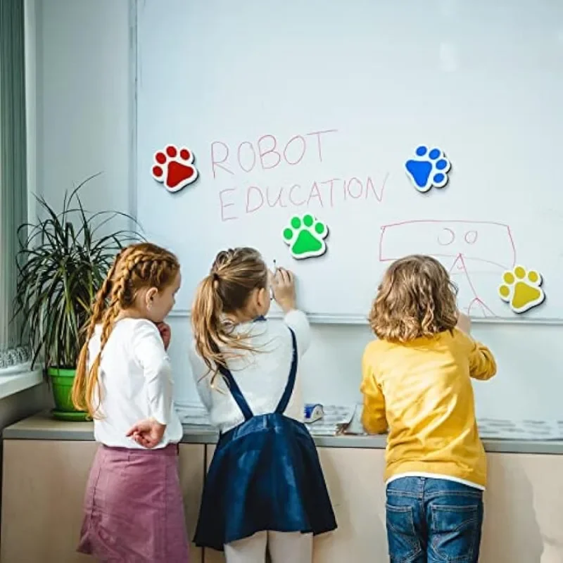 Cartoon Dog Footprints Magnetic Eraser for WhiteBoard  Paw Shaped Dry Erase Eraser White Board Magnet Assorted Dry Erasers