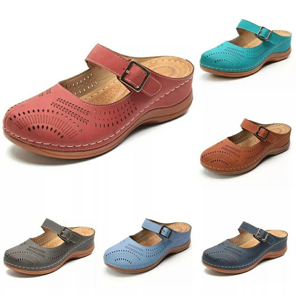 

ASYAPOY Woman Summer Sandals Buckle Casual Sewing Leather Vintage Women Shoes Female Ladies Platform Retro Sandalias