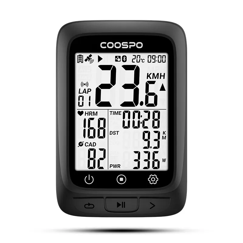 COOSPO BC107/BC26 자전거 컴퓨터 GPS 무선 자전거 사이클링 주행 거리계 속도계 2.4 "FSTN Bluetooth5.0 ANT + 방수 GPS BDS