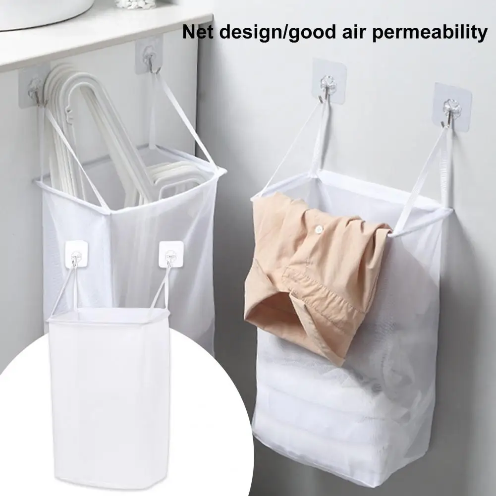 

Laundry Basket Useful Breathable Fabric Visible Dirty Clothes Laundry Basket Mesh Storage Bag Bathroom Supplies