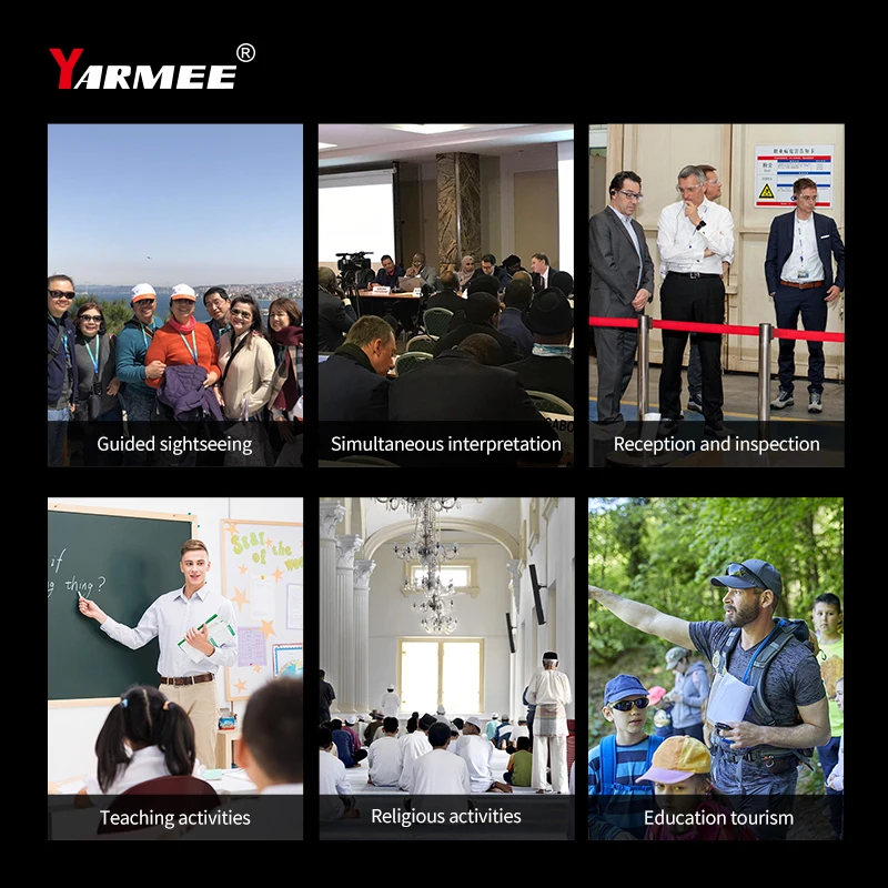 YARMEE 이어 후크 블루투스 무선 투어 가이드 시스템, 지능형 소음 감소 송신기 리시버, 여행용 Umrah Hajj