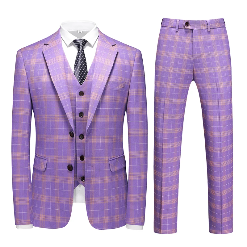 High-quality men's casual (suit + vest + trousers) Fashion business trend handsome slim dress suit three-piece suit
