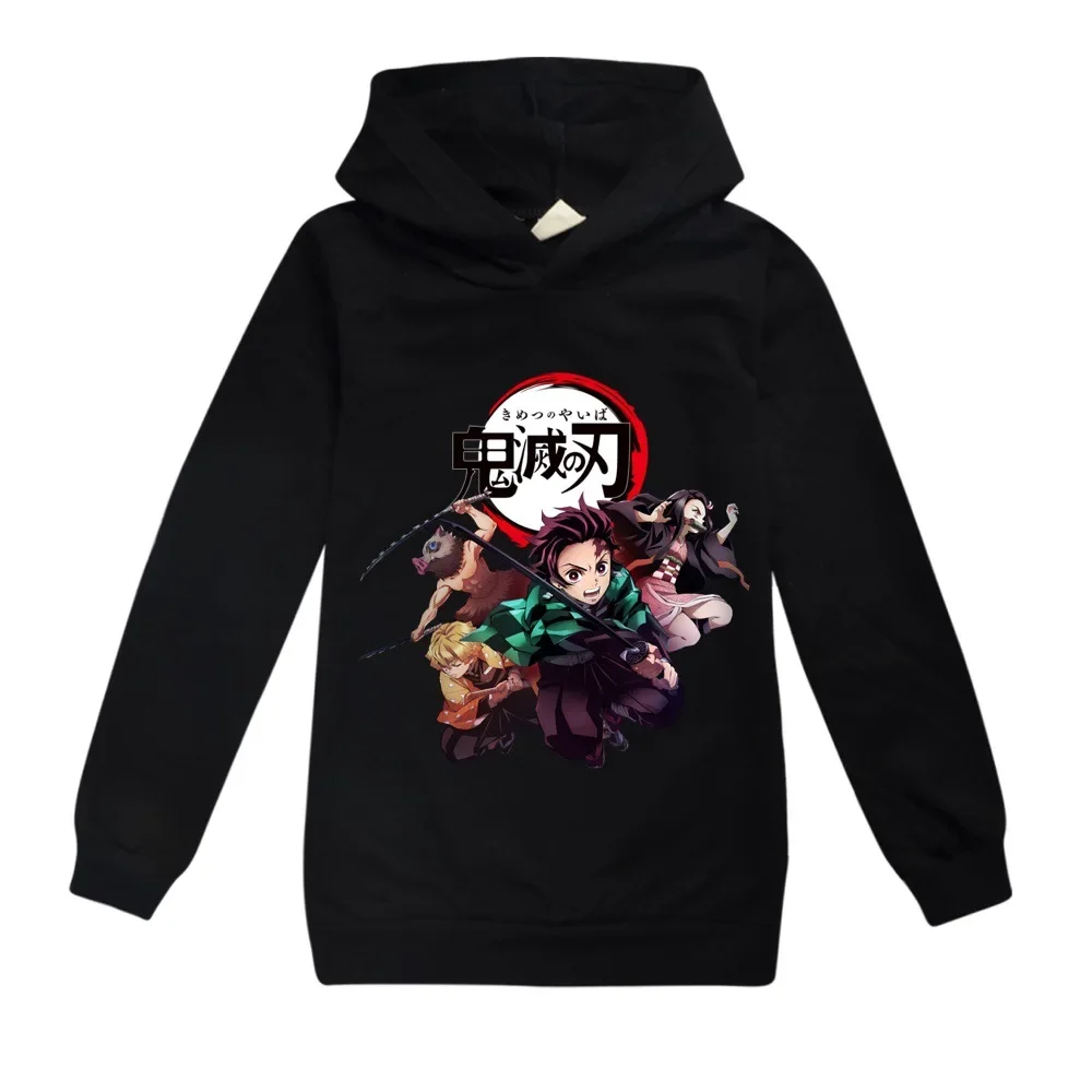 Japanese Anime Demon Slayer Kimetsu No Yaiba Hoodies Baby Boy Girl Teen Kids Cartoon Blade Top Tee Clothing for Children T Shirt