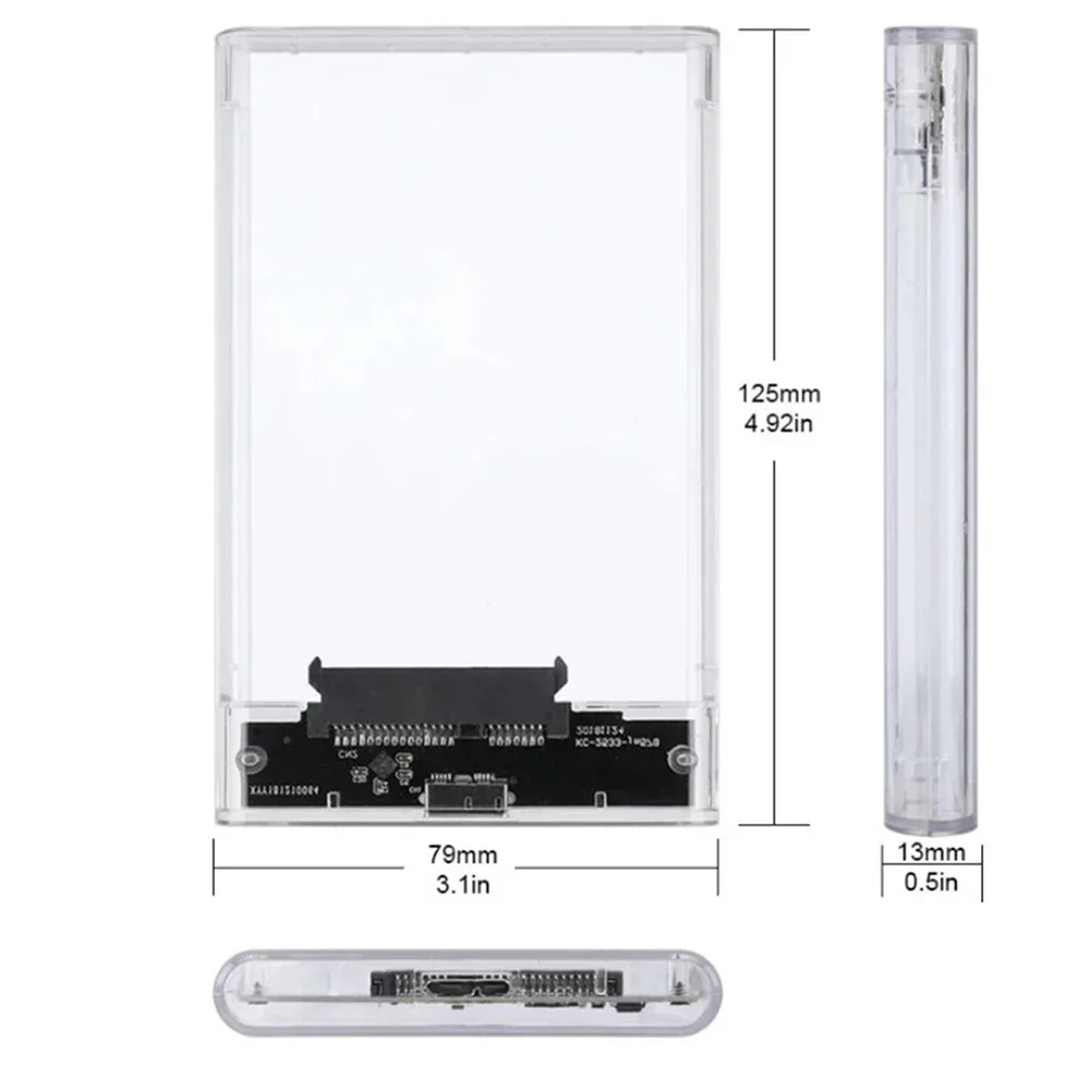 CŸ USB 3.1 SATA ǻ  ϵ ̺ ũ HDD Ŭ, 2.5 ġ 9.5mm ϵ ũ SSD ڽ, ִ 5TB 