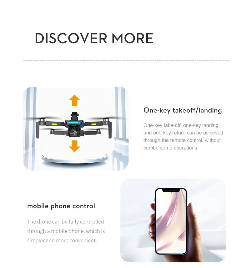 JINHENG AE3 Pro Max GPS Drone, DISCOVER MORE One-key take-off, one-key landing and one-