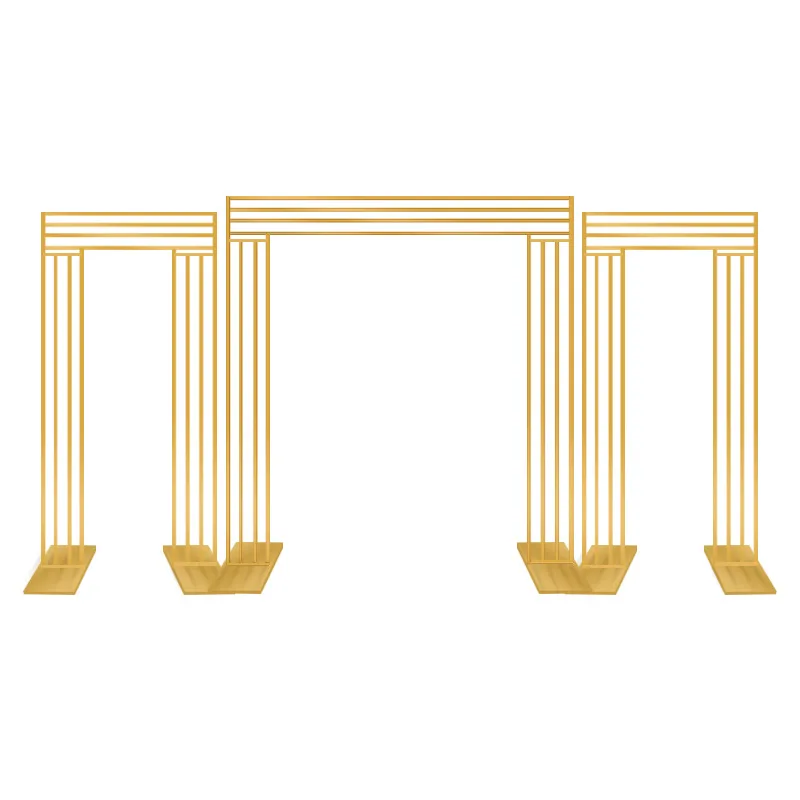 Square Screen Backdrop Shelf Wedding Arch Gold-plated Geometry Flower Door Stand Artificial Floral Decor Frame