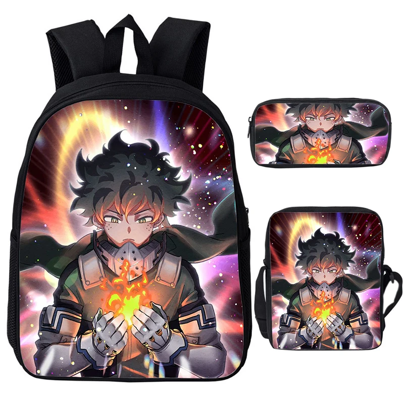 

Hight Quality My Hero Academia Coaplay Backpack Shoulder Bag Pencil Bag 3pcs/set Studnet Anime Rucksack Children Canvas Bookbag