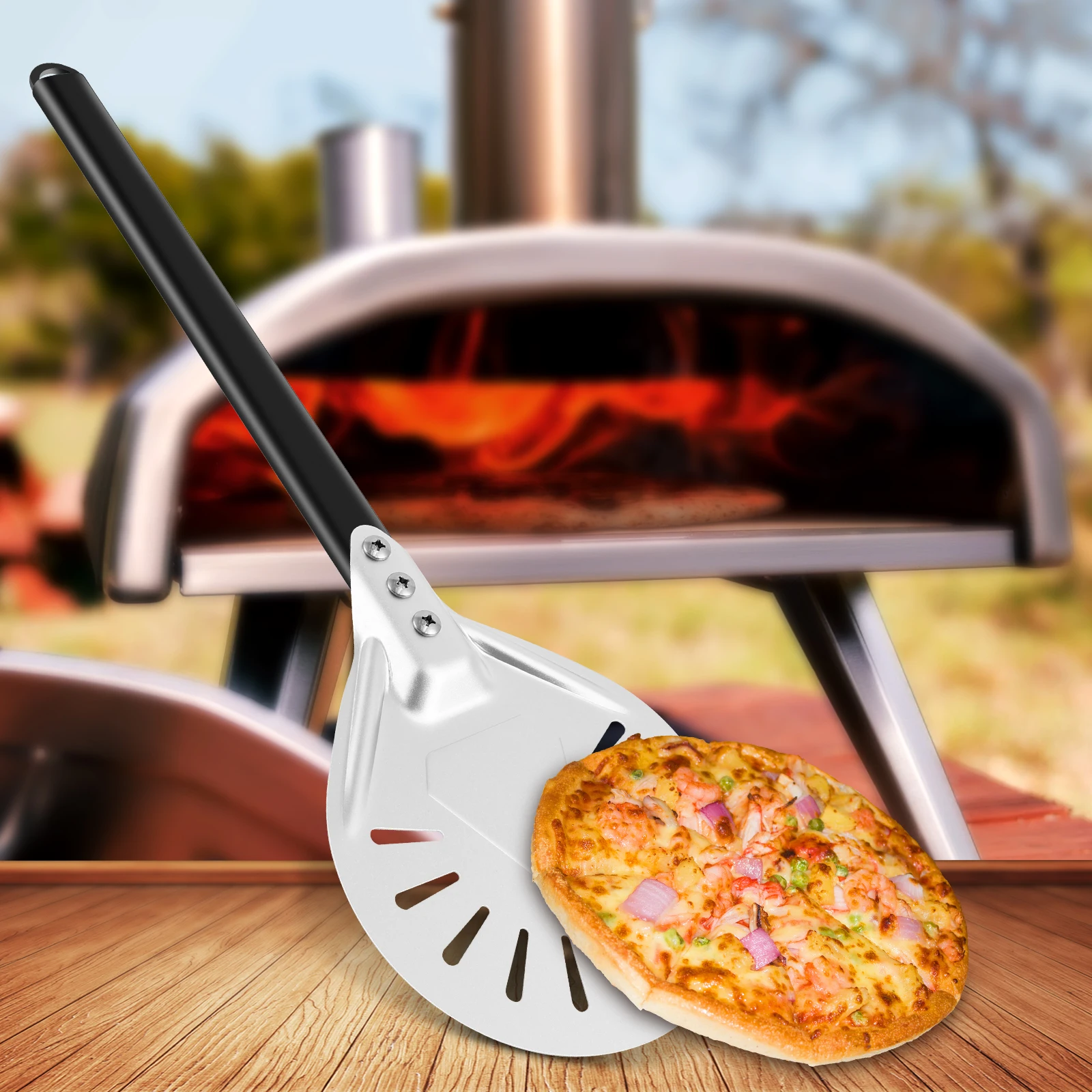 Pizza Turning Peel 7/8 Inch Aluminum Pizza Paddle with Detachable Handle Spatula Professional Peel for Baking