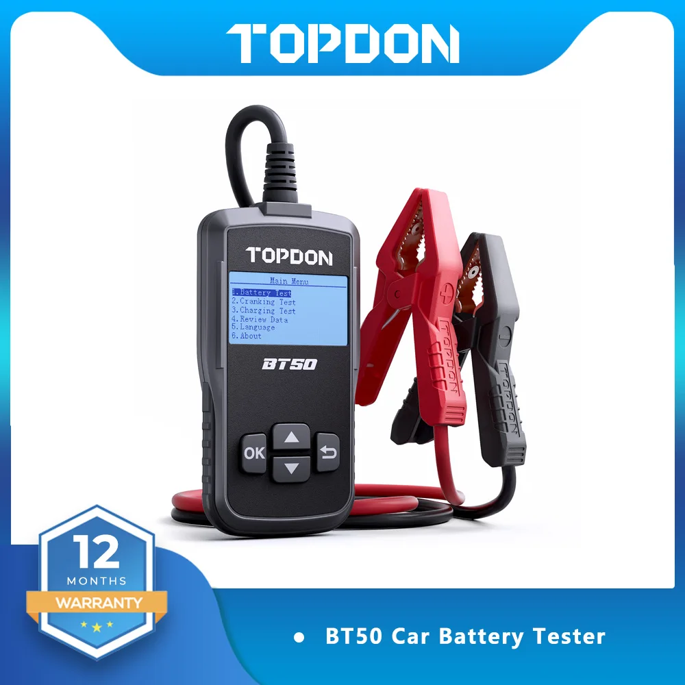 TOPDON BT50 12V 200Ah Car Auto Battery Tester 10A Aa Digital Battery