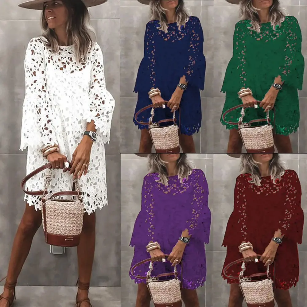 

2024 Women's Amazon Dress Ethnic Lace Flower Temperament Classic Style Short Skirt