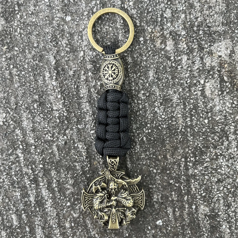 1Pcs Norse God Odin Axe Raven Amulet Viking Keychain Helena Rosova