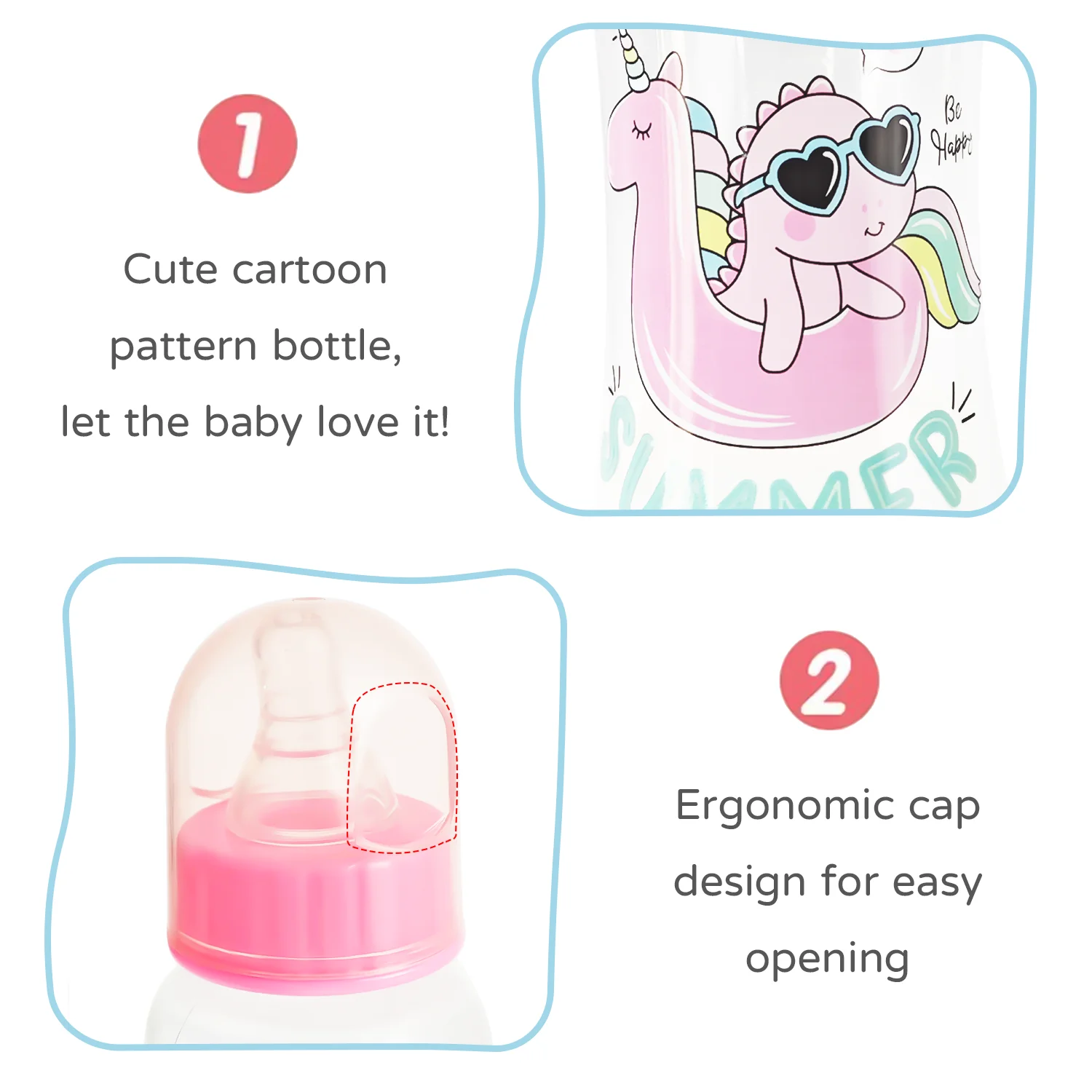 Newborn cartoon PP Feeding Bottle Wide Caliber Anti-flatulence Nursing Anti-Choke Baby Bottle Infant BPA Free milk bottle feeding bottle baby feeding utensils