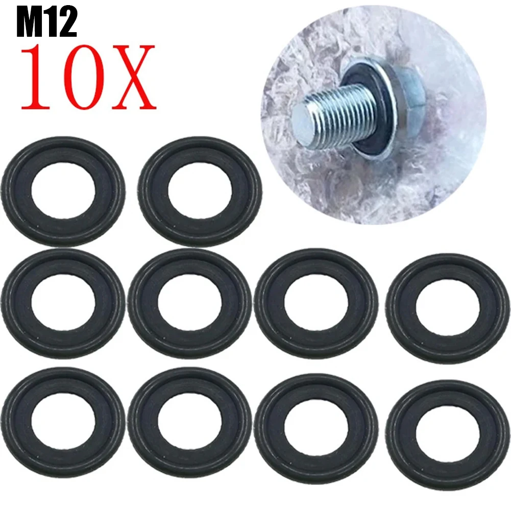 

10pcs/set -M12/M14 Threads Car Oil Drain Plug Gasket Seal 20mm Black Rubber Universal For Most Cars OEM Number 12616850