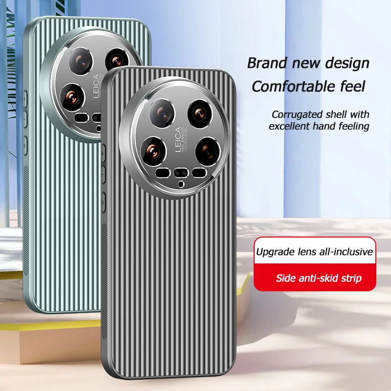 per Xiaomi Mi 14 Redmi K40 Pro Ultra Custodia per telefono 3D Stripe Metal Cover Proteggi fotocamera Opaco Soft Shell Anti-caduta Antiscivolo Fundas_voghion.com