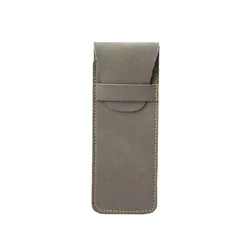 Elegant Leather Pen Pouch - Stylish Stationery Storage Bag for Office, Study, and Writing Essentials (Dark Grey)