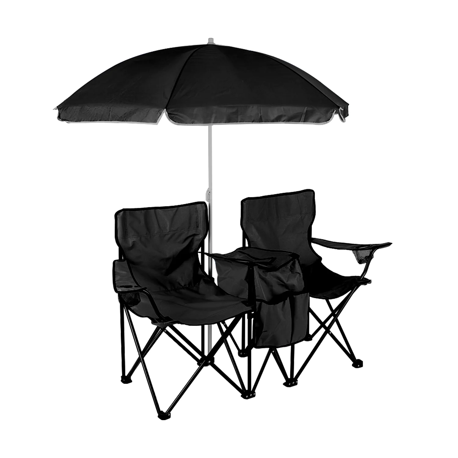 High Quality Outdoor Camping 2-person Chair Portable Folding Double Seat Camping Chair Set With Canopy