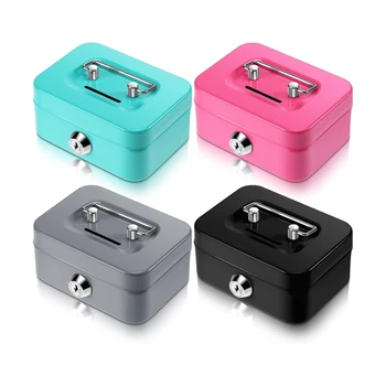 Mini Money Safe Box Key Money Holder Metal Storage Case Small Security Lock Box with Key Kids Portable Lockable Coin Boxes 1