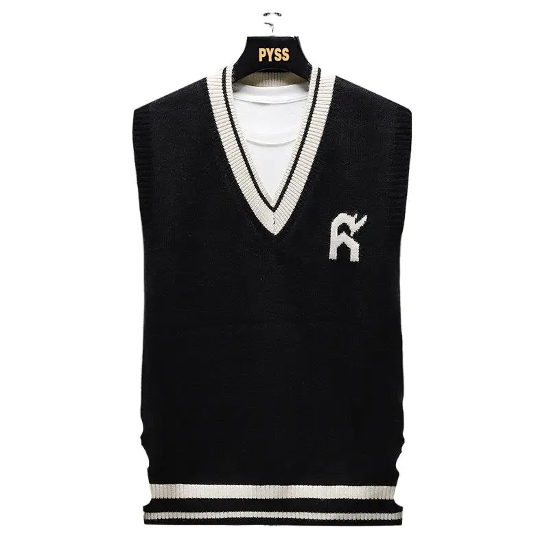 

Knitted Vest Men's Autumn Winter Sleeveless Sweater vest plus Size Trendy Fat Loose Knitted Waistcoat Shirt pull homme 45-140kg