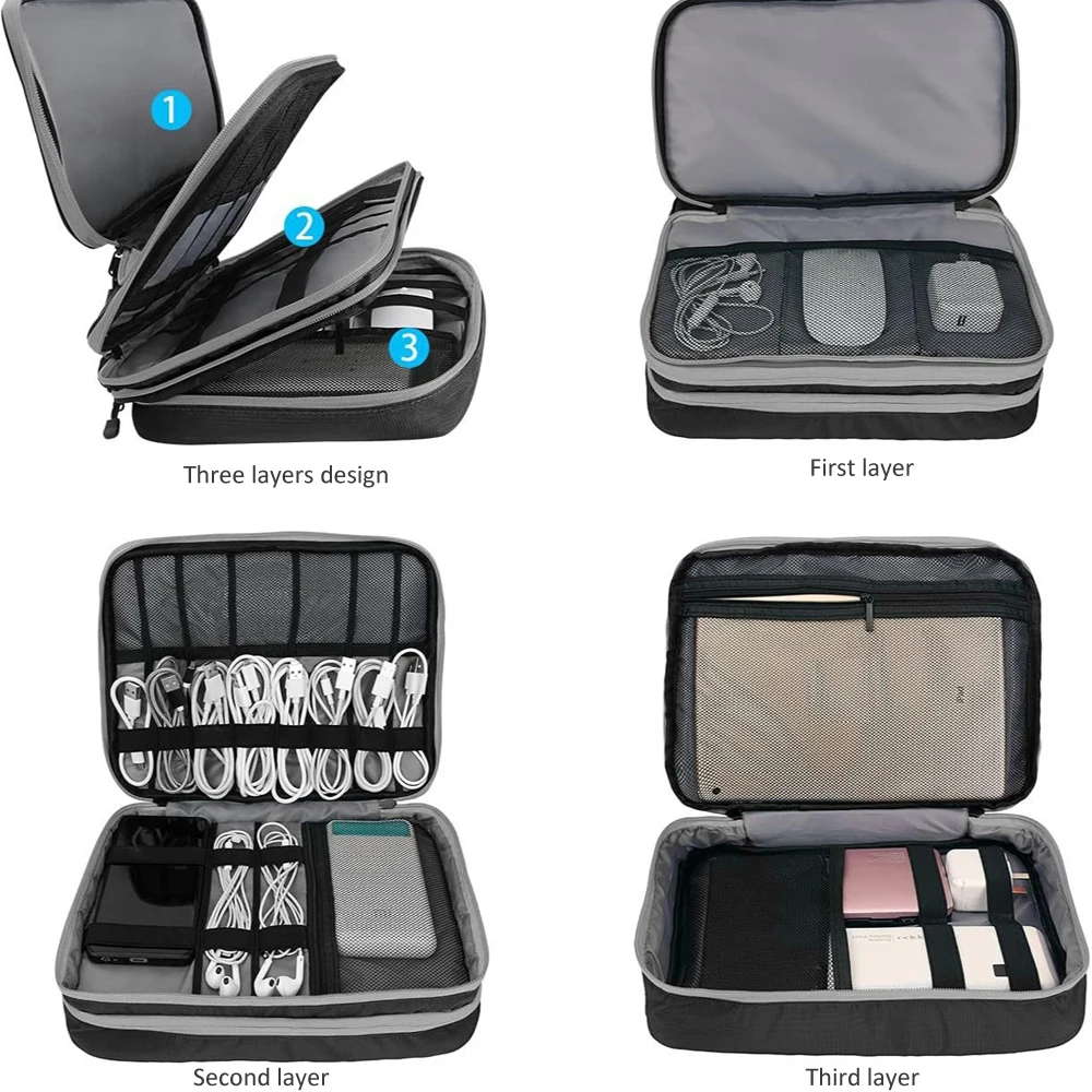 Cable Storage Bag Digital Electronic Organizer Pouch Portable USB Data Line Charger Plug Storage Bag Travel Cable Organizer Case - 2