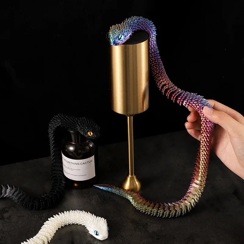 30/60/80cm 3D Printed Luminous Snake Movable Joint Simulation Snake Action Figures Home Office Desktop Ornament Birthday Gifts 5