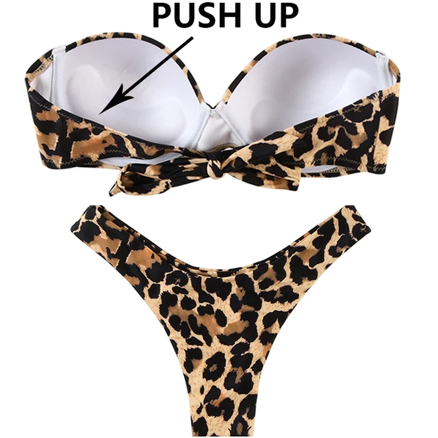 Sexy Women Bikini Brazilian Swimsuit Push-up Bra Bikini Set Two Piece Swim Suit Swimwear Low-waisted Beachwear Leopard Bathing 3