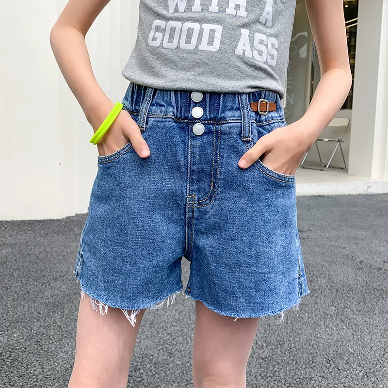 Wide Leg Frayed Jean Shorts Teenage 