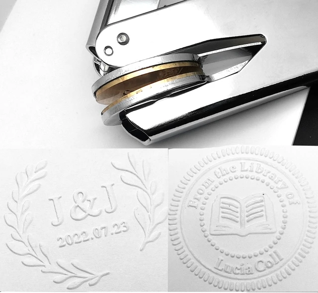 CRASPIRE Personnaliser Sceau Embosseuse, Embosser Seal Stamp Personnalisé  Logo Design Image pour Livres Enveloppes Serviettes Papier Officiel  (Argent) : : Cuisine et Maison