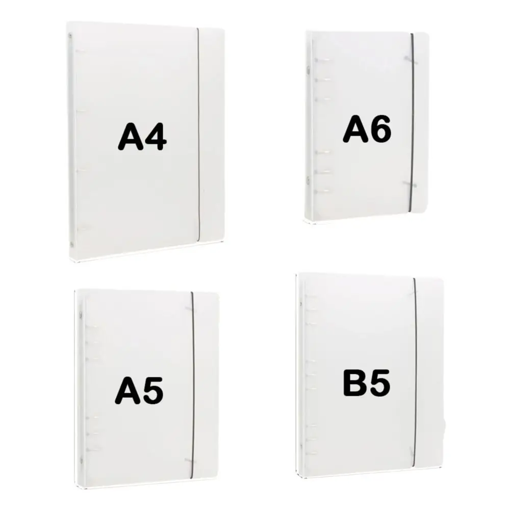 A4/A5/A6 파일 바인더 반투명 스트랩형 루즈리프 노트 커버 6홀 반투명 노트 커버