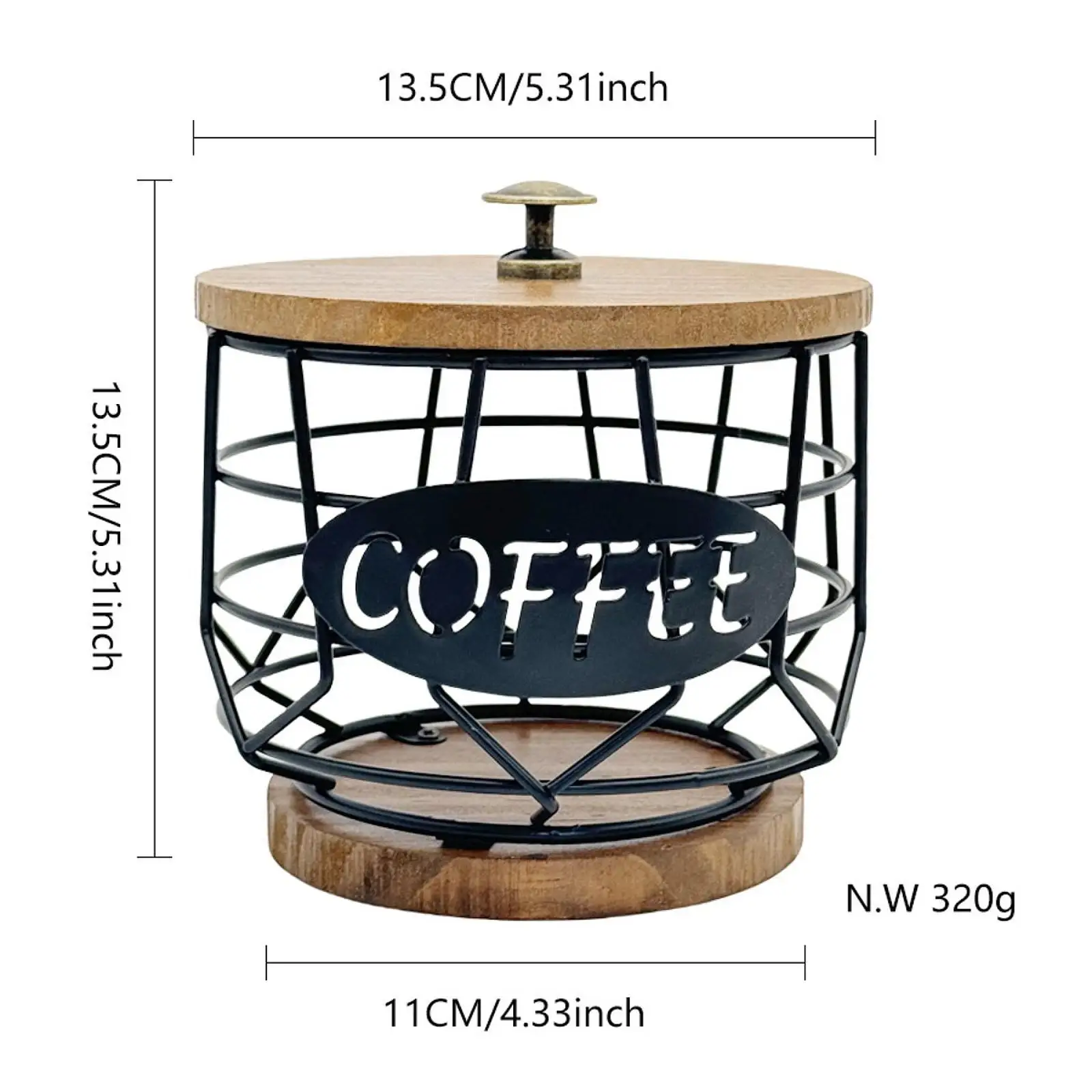 Coffee Pod Holder with Wooden Base Sturdy Iron Cup Shaped Organizer for Kitchen Counter Cafe Bar Accessories Office Desktop Coffee Pod Holder with Wooden Base Sturdy Iron Cup Shaped Organizer for Kitchen Counter Cafe Bar Accessories Office Desktop
