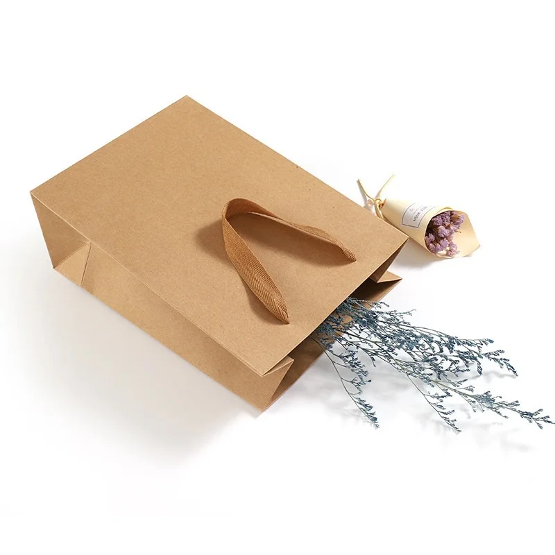 500pcs Wholesale Cheap Custom Print Logo Kraft Paper Bag Eco Friendly