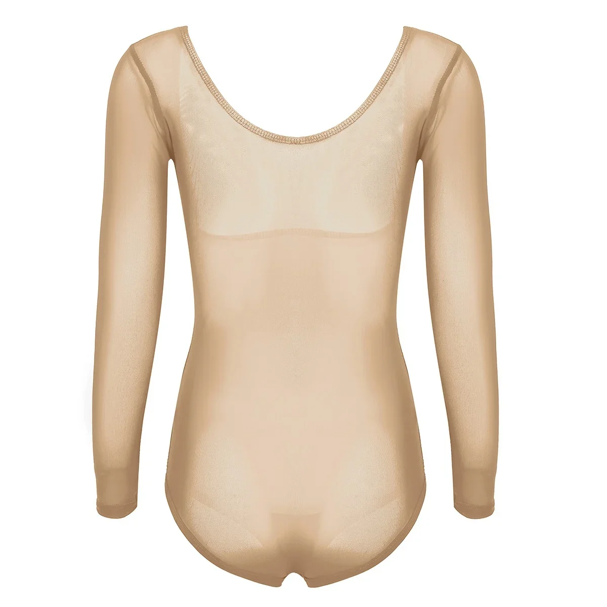 

One Piece Leotard Mesh Chest Opened Top Long Sleeves Costume Accessories Women Bodysuit Bottoming Shirt Belly Dance Tops