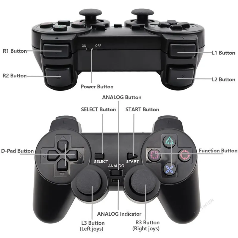 Mando inalámbrico para PS2/PS1, mando con vibración Dual para Sony  Playstation 2, Joystick, USB, PC