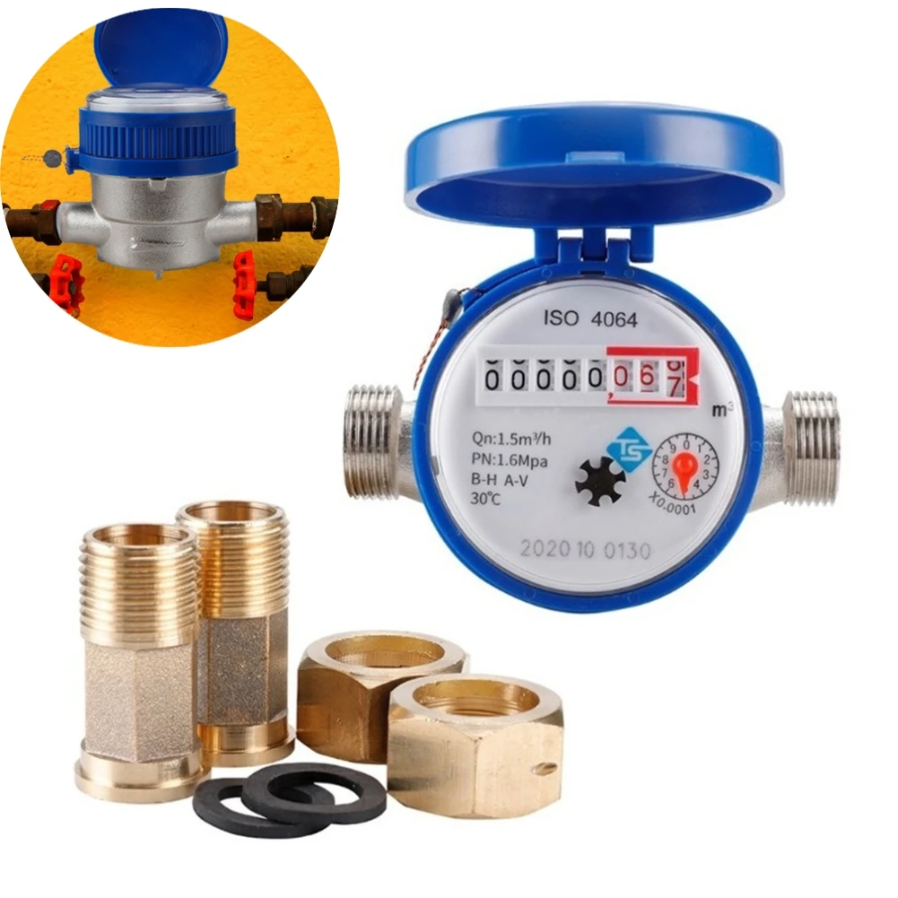 

Practical Water Meter Mechanical Rotary Wing E-Type Precision Pointer Counter Measurement Tools with Copper Fittings