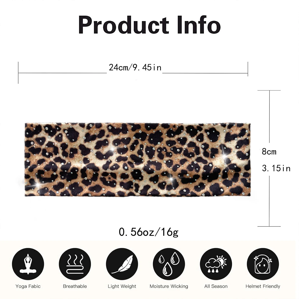 1pc Rhinestone Leopard Printed Women Headband For Lady Girls Shopping Face Wash Hairband Turban Bandana Fashion Hair Accessories