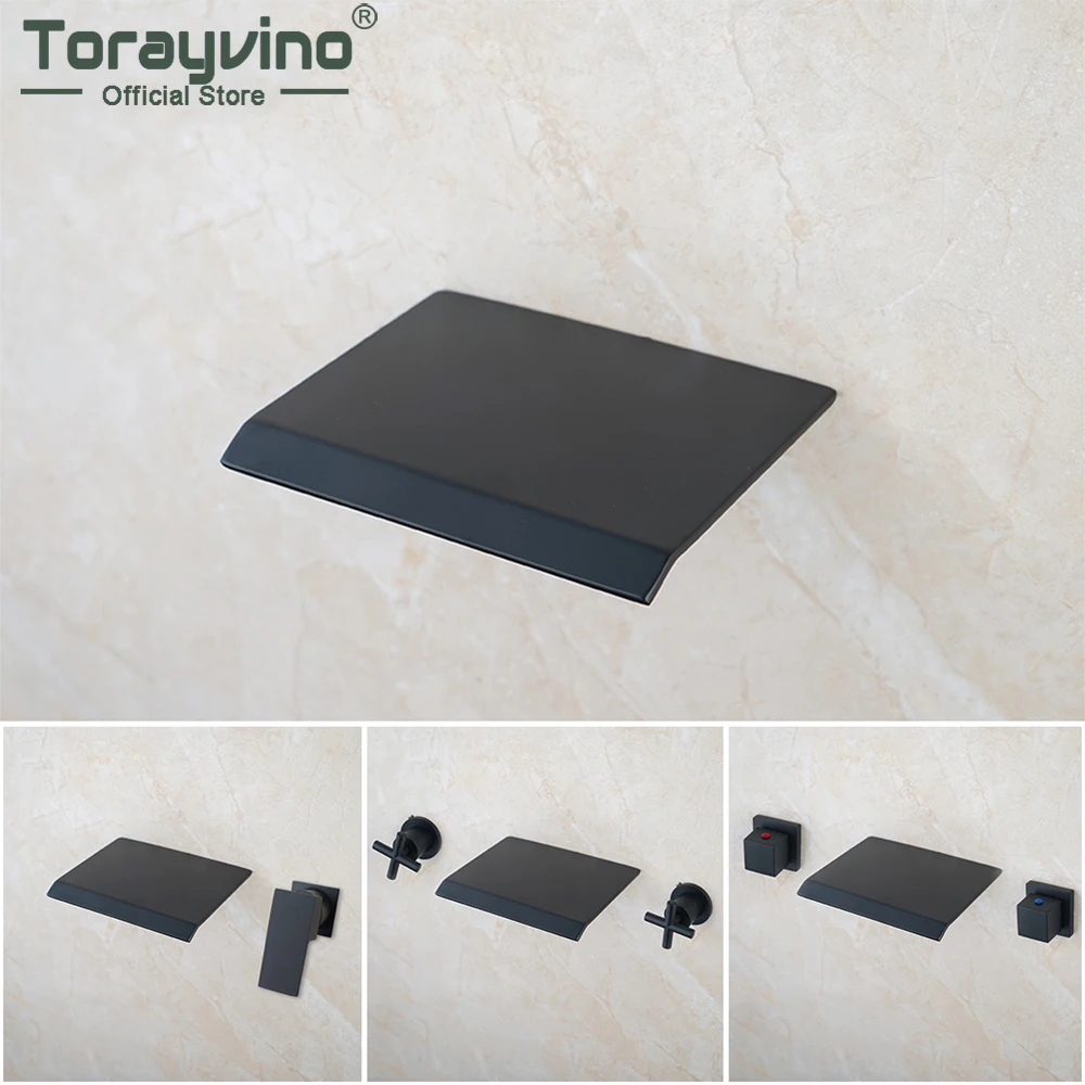 torayvino-matte-black-bathroom-faucet-vanity-basin-sink-bathtub-hot-cold-faucet-washbasin-wall-mount-mixer-water-tap-combo-kit