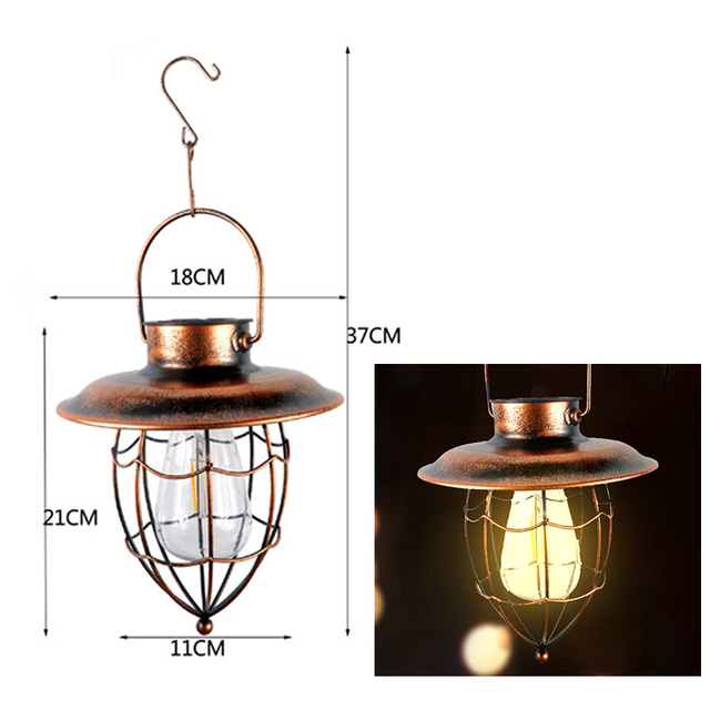 Solar Lantern Outdoor Hanging Solar Light Vintage Solar Lamp With Warm White Bulb For Garden Yard Patio Xmas Party Decor