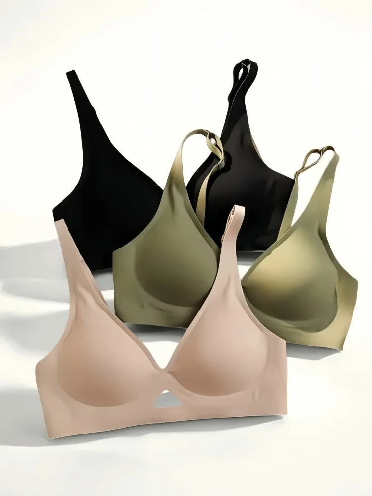 Women's Seamless Bra Push-Up Bralette With Pads U-Shape Back Non-wire Underwear Mesh Splice Breathable V-Neck Sexy Lingerie S-XL 6