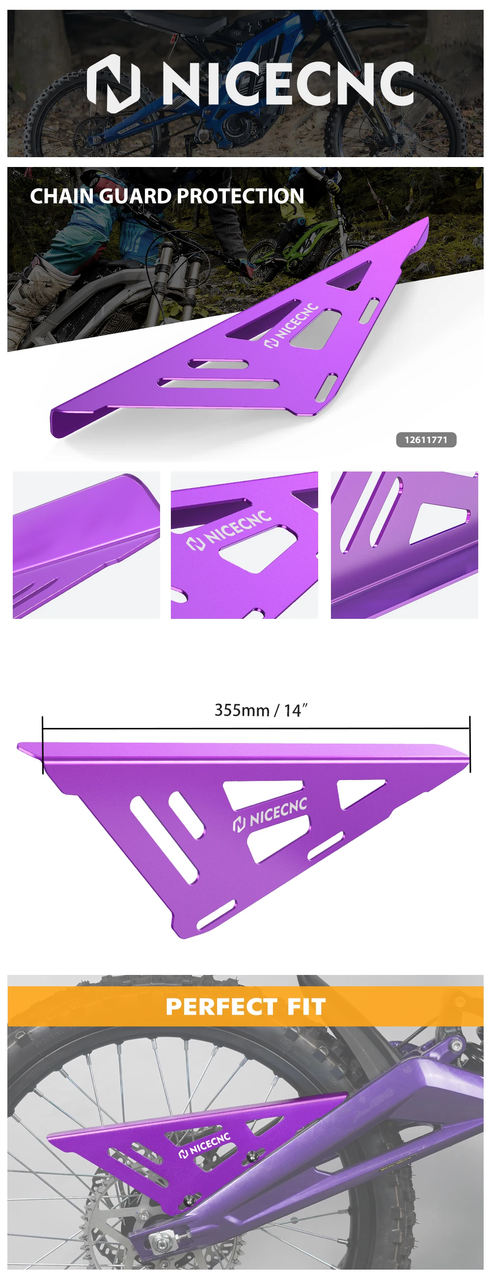 NICECNC Für Surron Light Bee X Kettenrad 48 Zähne Hinten Kettenschutz Abdeckung Kit Für Sur-Ron Light Bee S L1E Segway X160 X260 – Detail 17