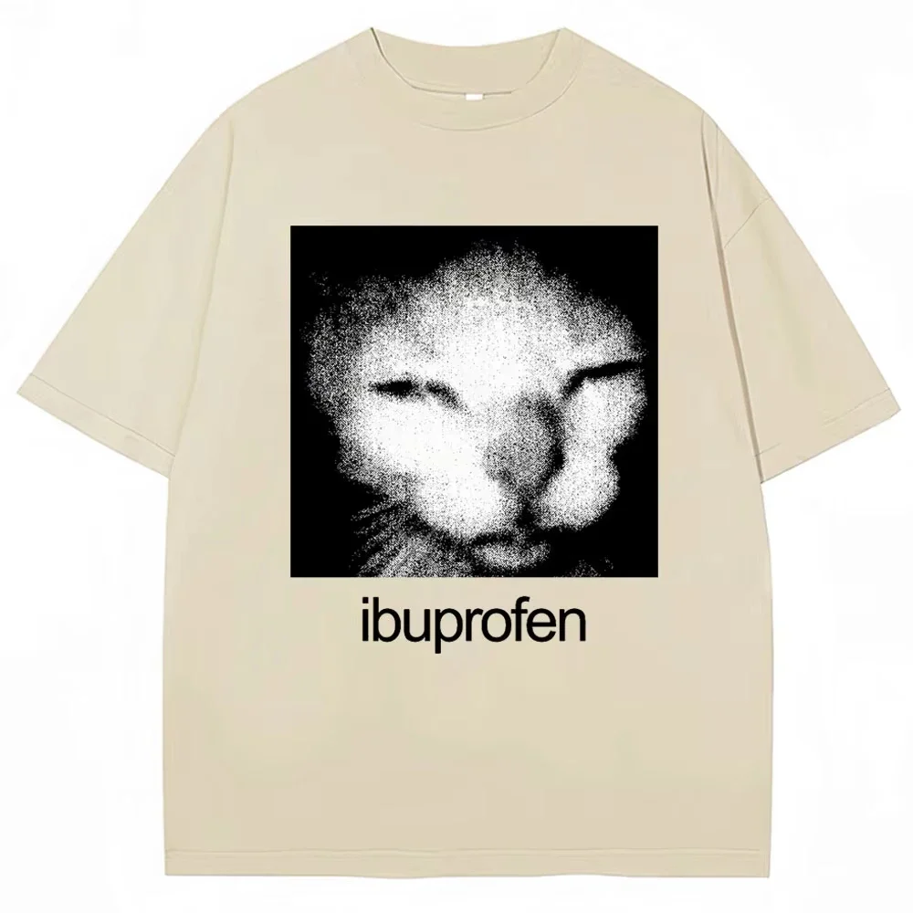 2026 Vintage Funny Ibuprofen Cat Meme Graphic T Shirt Women Humor Fashion T Shirts Oversized Casual Streetwear T-shirts Y2K top 4