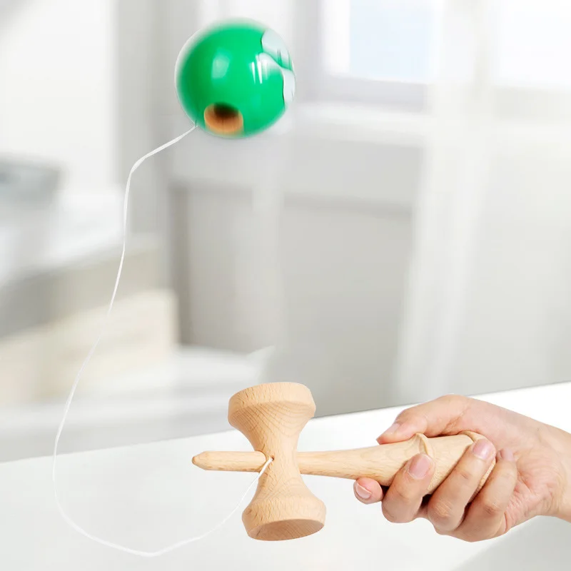 Crack Painted Kendama Toy Outdoor Fitness Balls Train Eye-hand Coordination for Children Adults Outdoor Fun Juggling Sports Ball