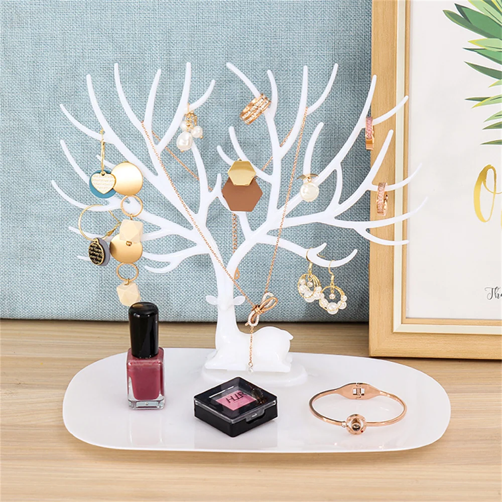 Jewelry Display Stand Tray Deer Tree Storage Racks Earrings Necklaces Rings Jewelry Box Desktop Organizer Holder Decoration wall mounted jewelry for necklaces earrings bracelets rings decoration