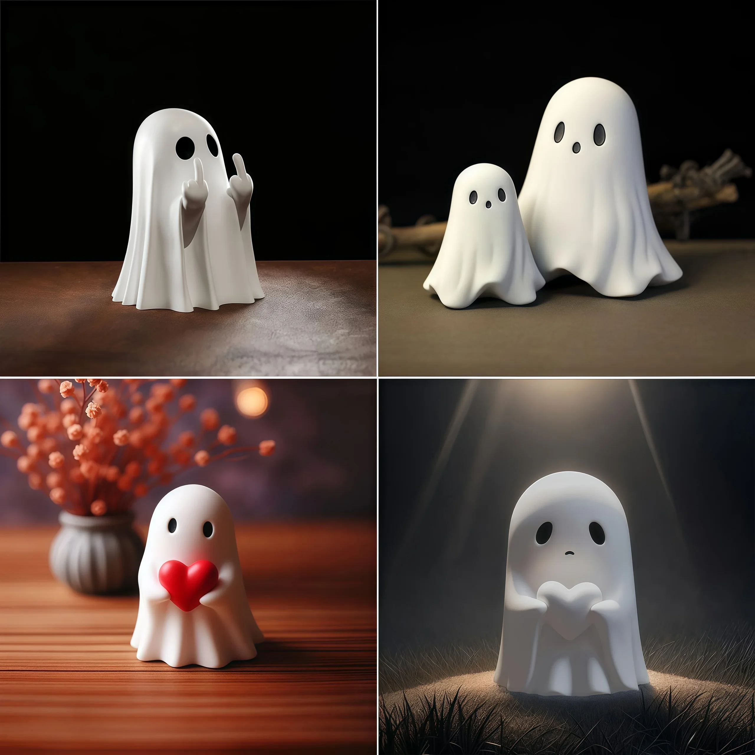 Cute Middle Finger Ghost Statue Halloween Home Table Decor_voghion.com