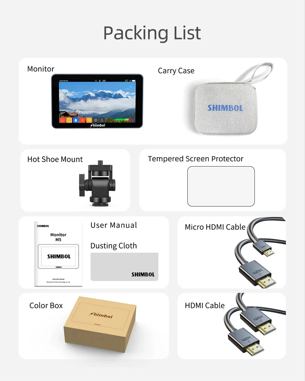 SHIMBOL M5 5.5" 1200nite 3D LUT 4K HDMI- HDR Touchscreen on Camera Monitor HD Re