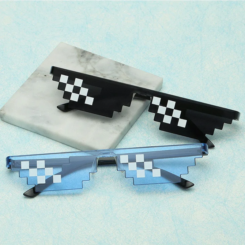 Mosaic Sunglasses for Men Women Pixel Black Retro Robot Sunglasses Cool Party Vintage Shades Eyewear funny sunglasses vintage sunglasses