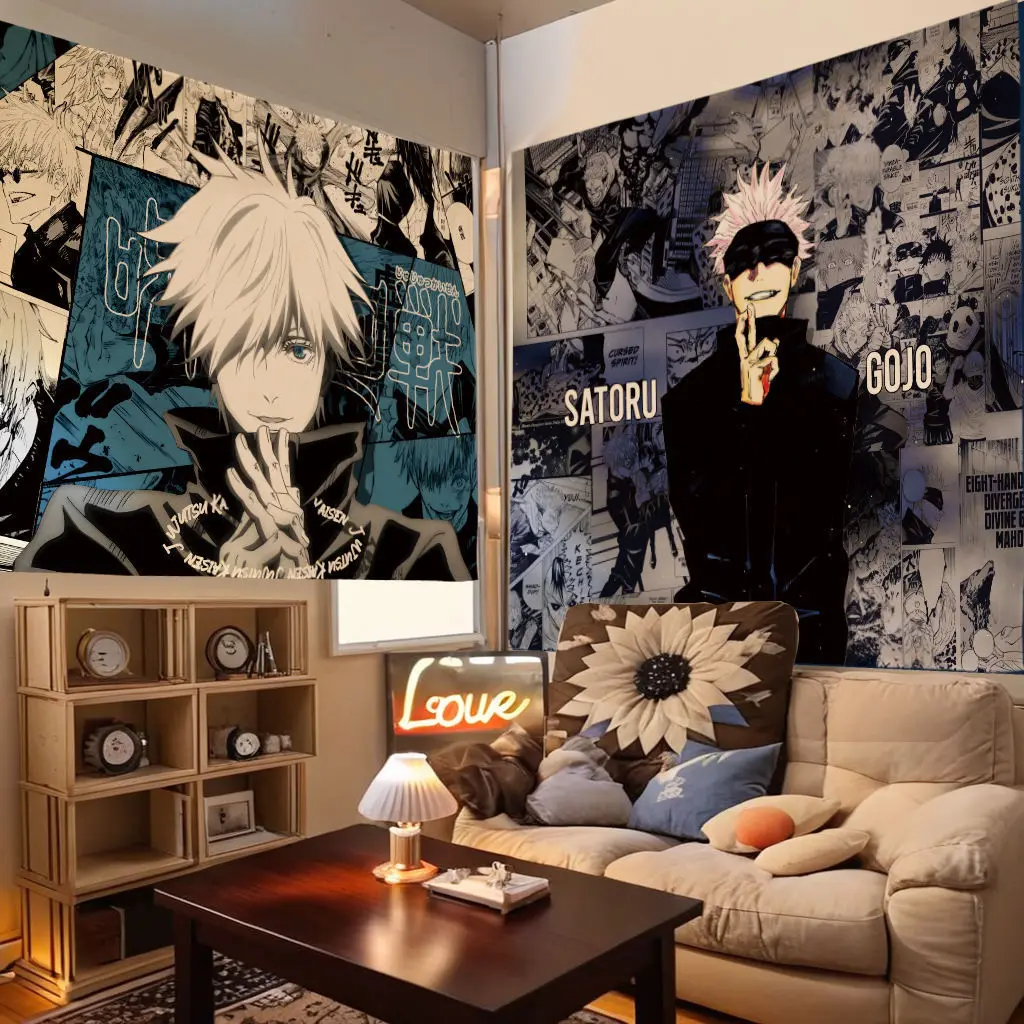 Jujutsu Kaisen Tapestry Gojo Satoru Wall Hanging Painting Anime Tapestries Home Bedroom Wall Decor Room Decoration Art tapestry decor anime wall decor