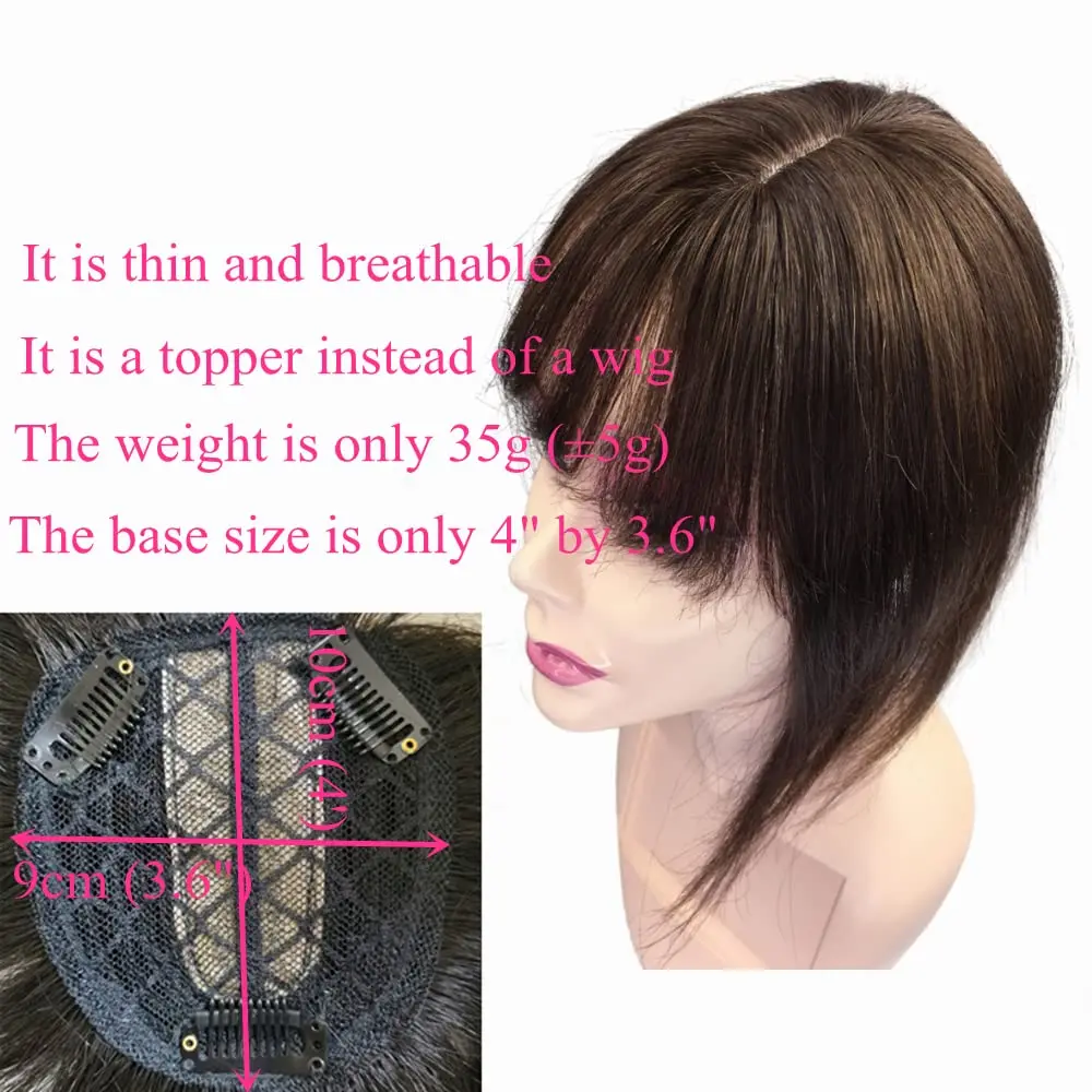 Human hair wig Human hair toppers Anemone human hair toppers clip bangs fringe hair volume Brazilian straight non-remy air bangs for loss machine