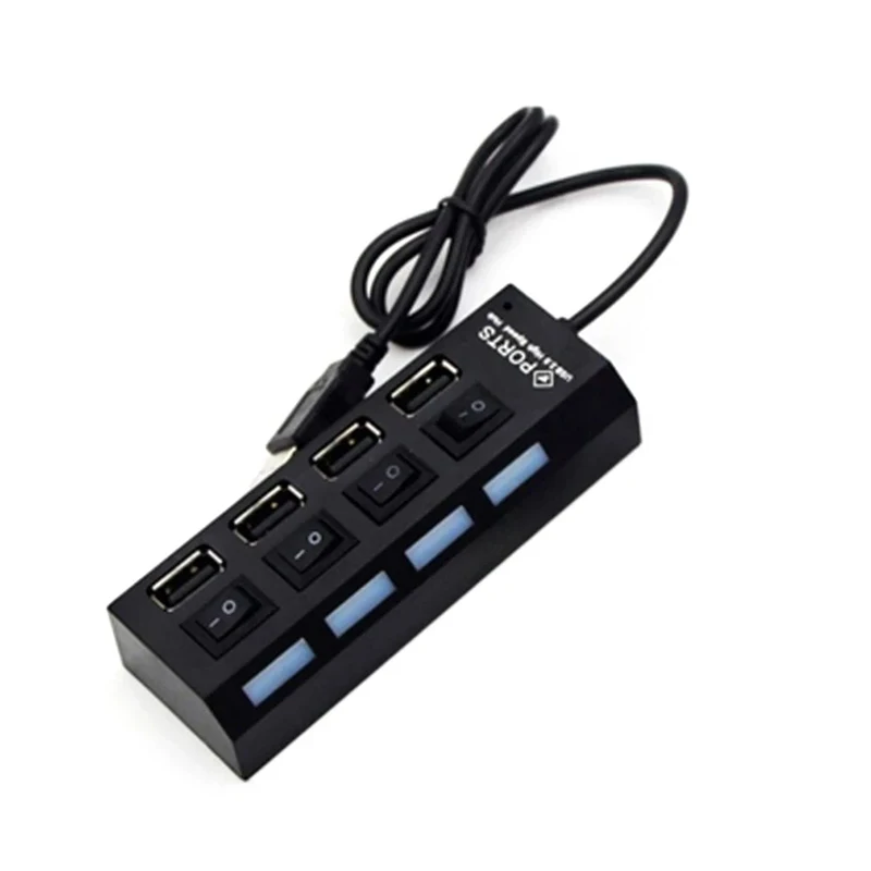 USB 2.0 4 Port Hub Adapter Expander for PC Laptops