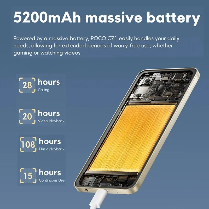 Global Version POCO C71 Smartphone 64GB/128GB UNISOC T7250 6.88'' 120Hz Display 32MP AI Dual Camera 15W Fast Charging 5200mAh view 5