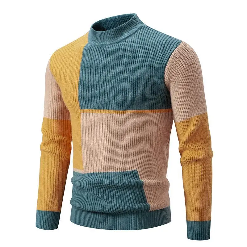 

Knit Sweater Men Oversized Pull Homme Male Knitted Sweater Pullover Jumper Harajuku Casual Streetwear Patchwork Men Sweaters