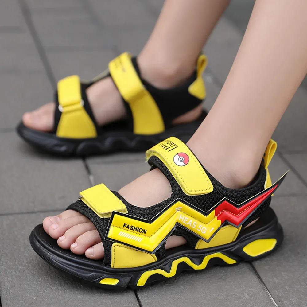 

Pikachu Kids Shoes Pokemon Sandals for Boy Sandal Kids Fashion Summer Cartoon Casual Teenager Lightweight Sports Sandals Flat